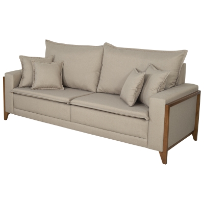 Sofá Living 3 Lugares com Pillow Top Nápole 2,10m Linho Bege